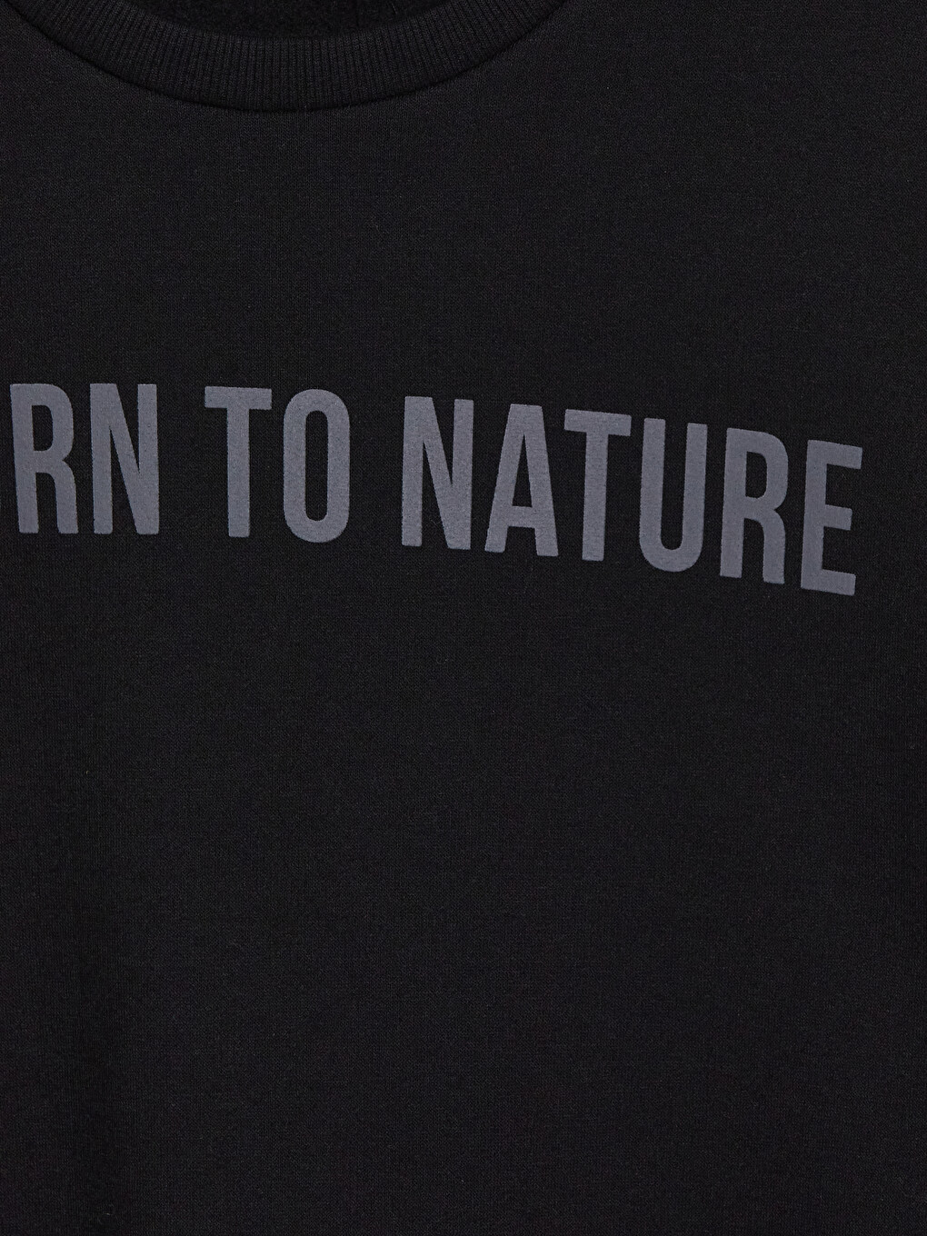 Siyah Bisiklet Yaka Baskılı Erkek Sweatshirt-5