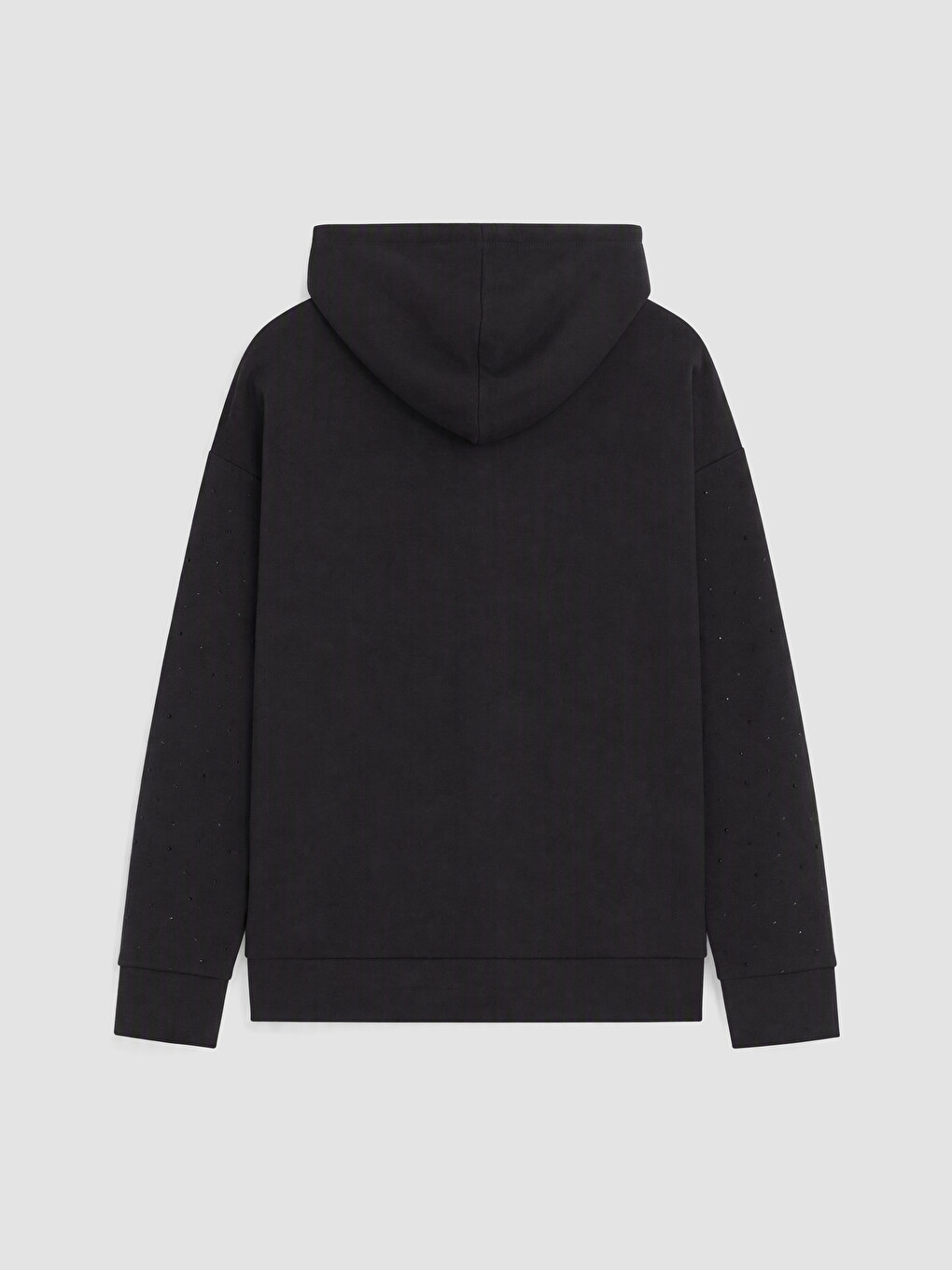 Siyah Soft Touch Taşlı Kadın Fermuarlı Sweatshirt-2