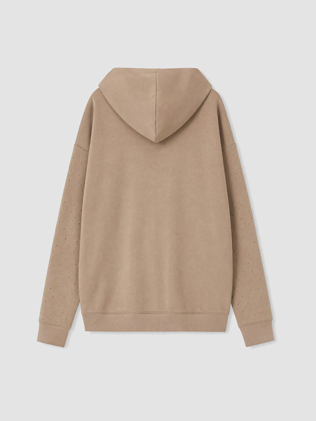 Kahverengi Soft Touch Taşlı Kadın Fermuarlı Sweatshirt-2