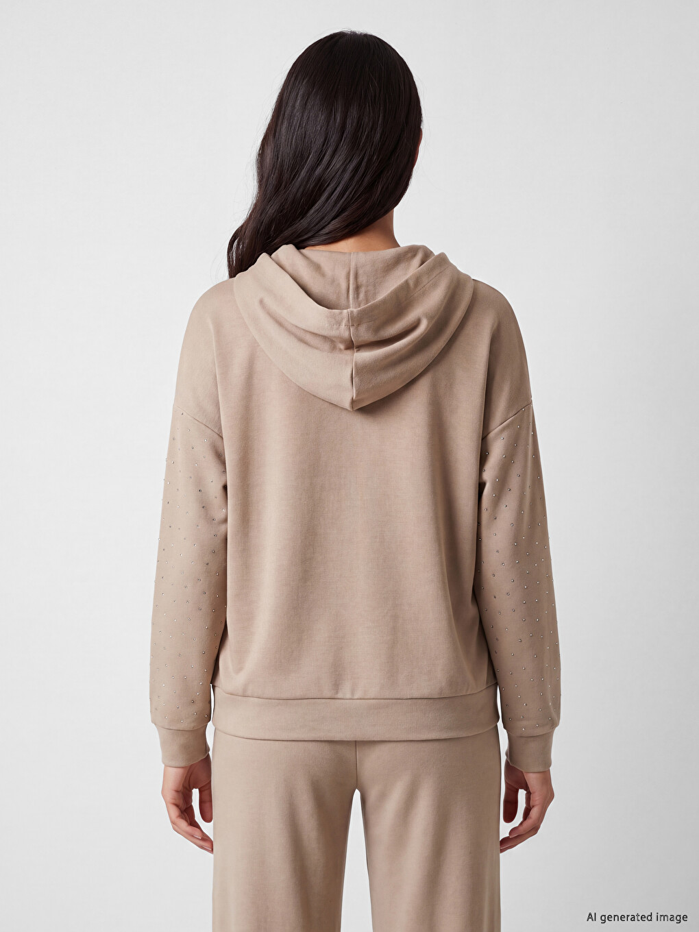 Soft Touch Rhinestone Embellished Women's Zippered Sweatshirt-3