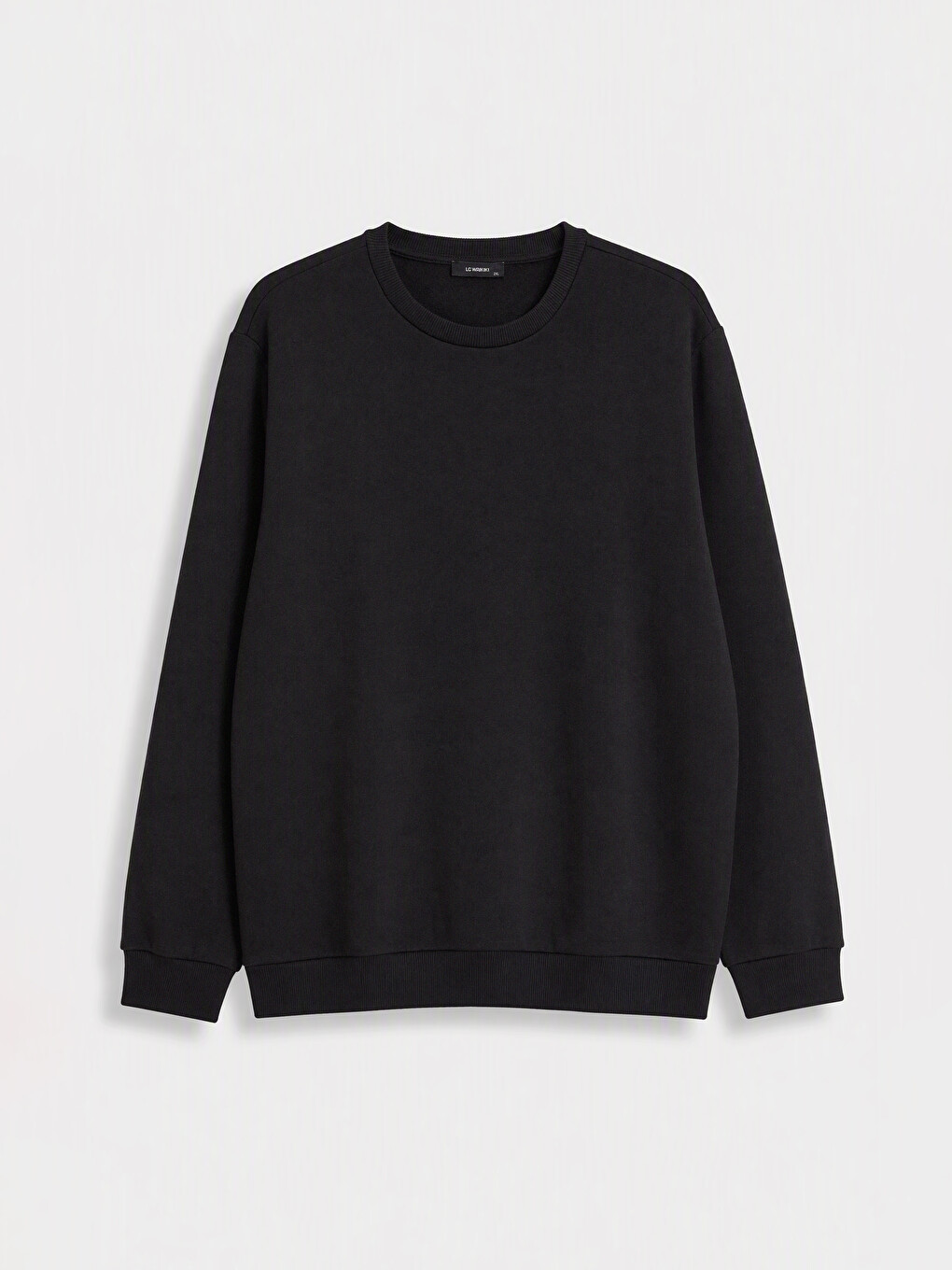 Siyah Bisiklet Yaka Erkek Sweatshirt