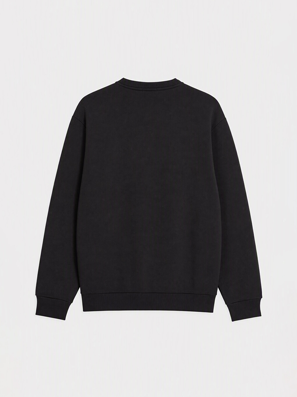 Siyah Bisiklet Yaka Erkek Sweatshirt-1