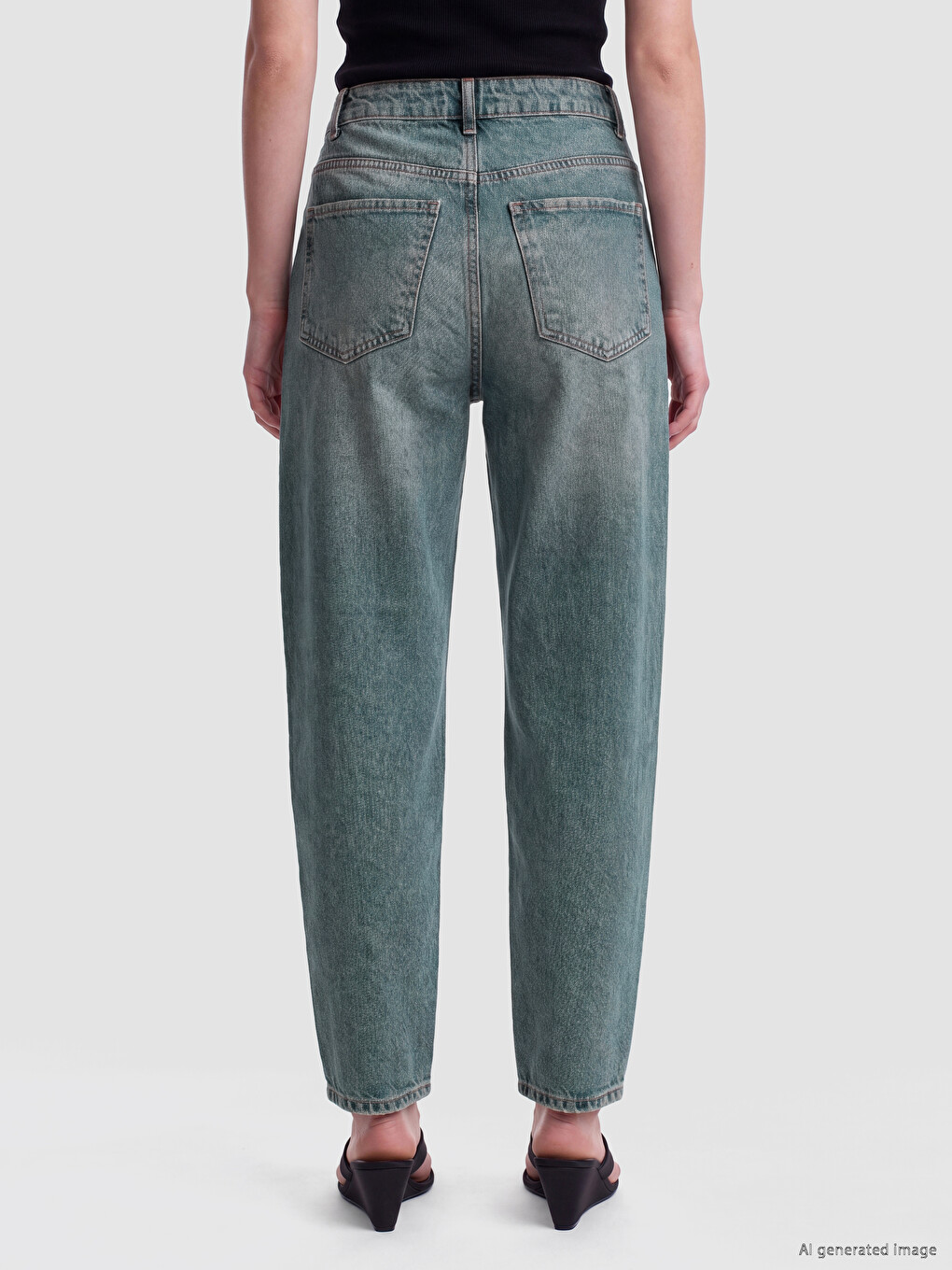 İndigo Barrel Fit Kadın Jean Pantolon-3