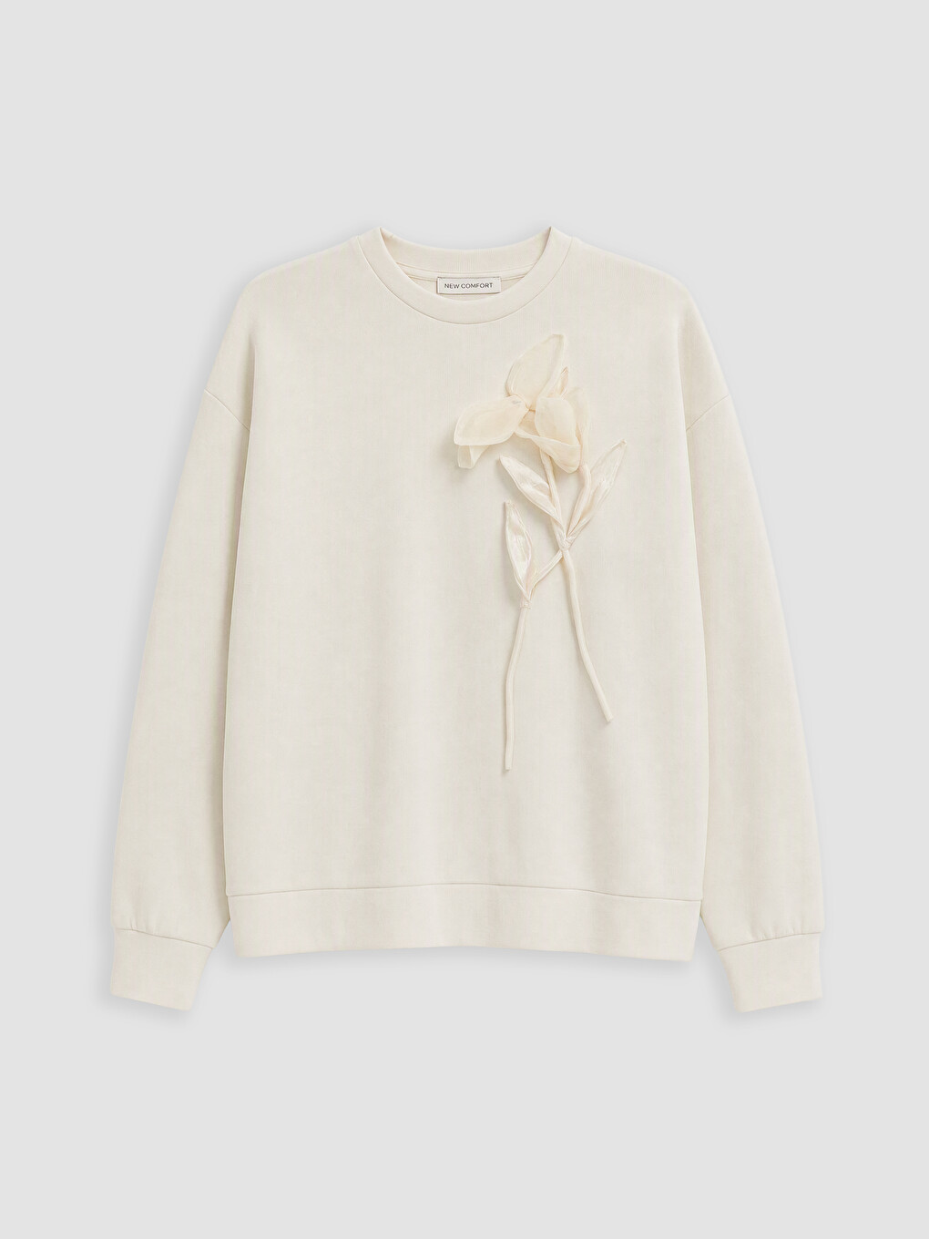 Bej Nakışlı Soft Touch Kadın Sweatshirt