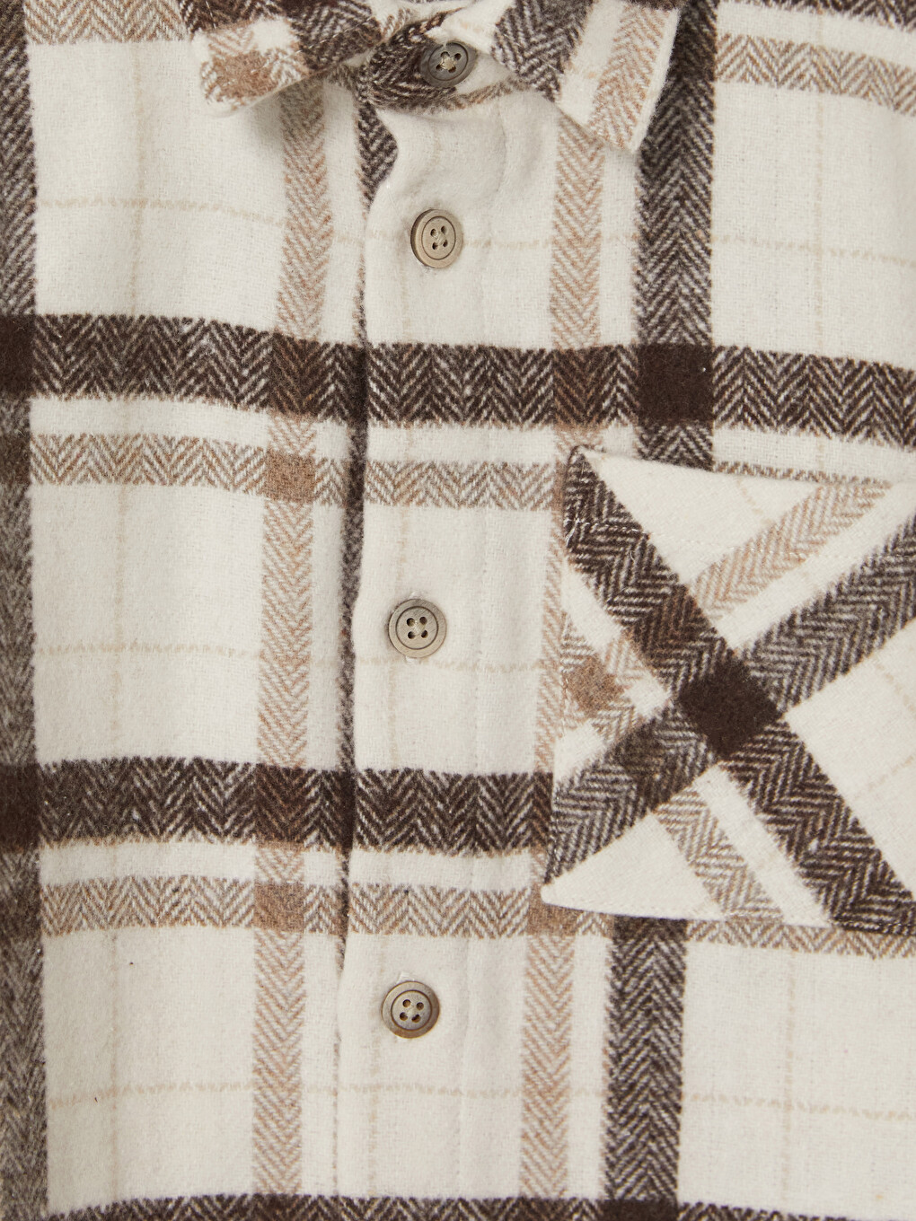Ekru Ekose Gabardin Erkek Çocuk Gömlek-2