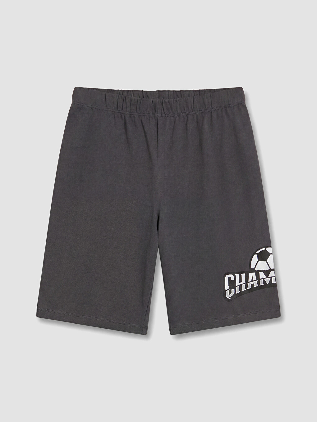 Beyaz Bisiklet Yaka Erkek Çocuk Şortlu Pijama Takımı-4