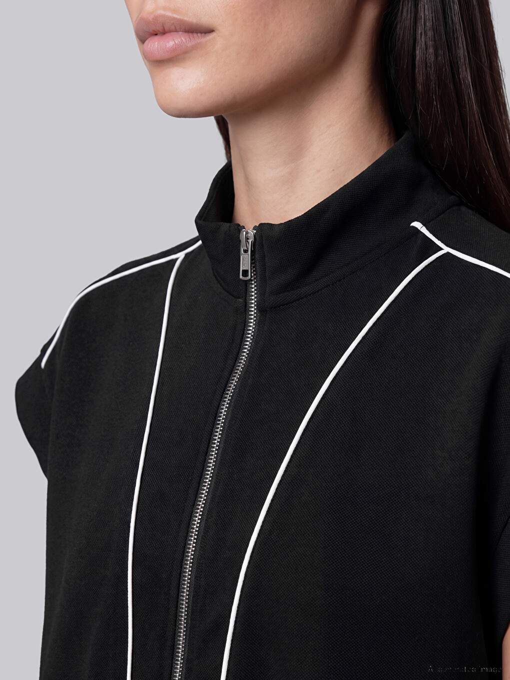 Siyah Oversize Soft Touch Kadın Yelek-1