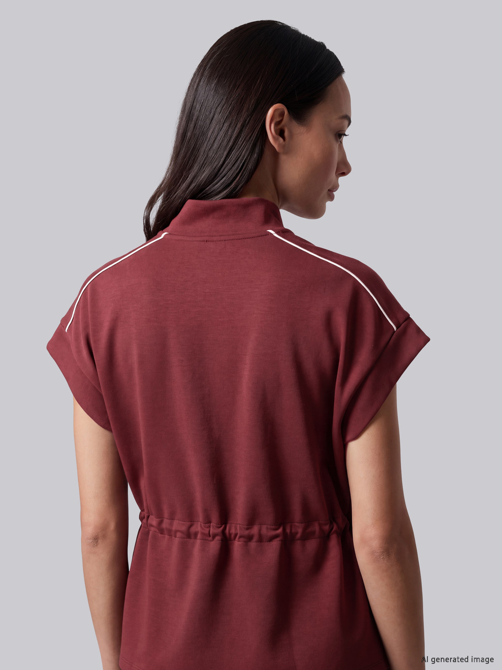 Bordo Oversize Soft Touch Kadın Yelek-3