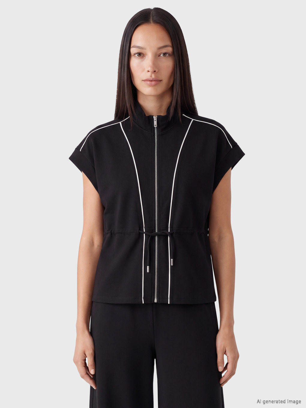 Siyah Oversize Soft Touch Kadın Yelek-3