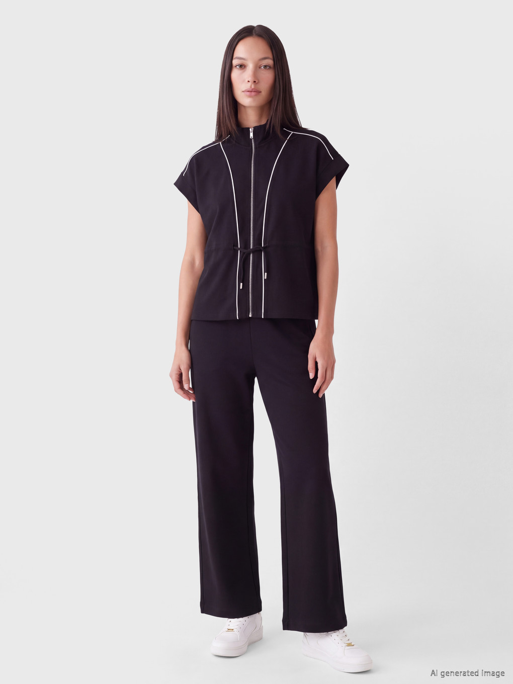 Siyah Oversize Soft Touch Kadın Yelek-4