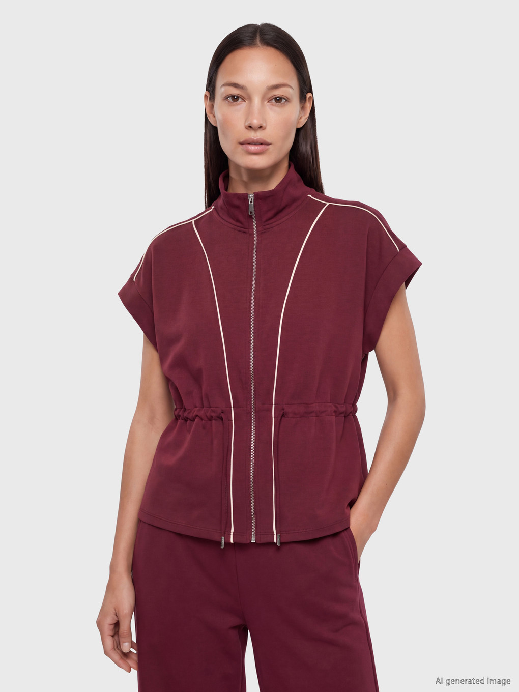 Bordo Oversize Soft Touch Kadın Yelek-4