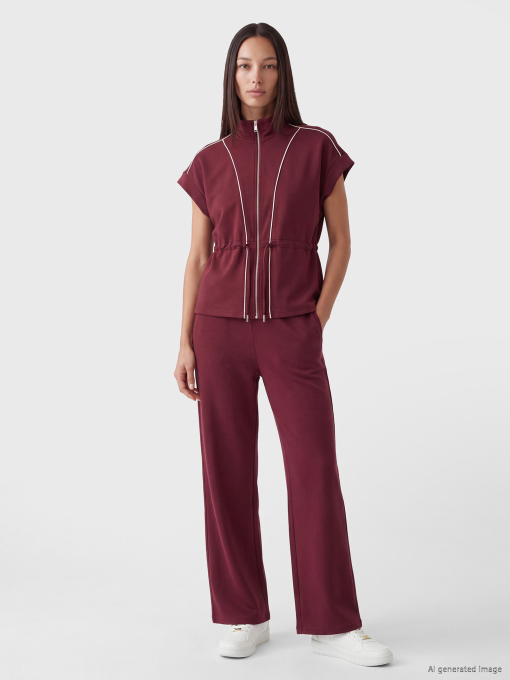 Bordo Oversize Soft Touch Kadın Yelek-5