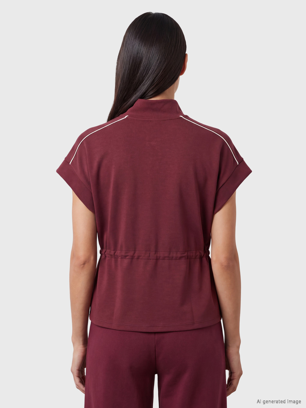 Bordo Oversize Soft Touch Kadın Yelek-7