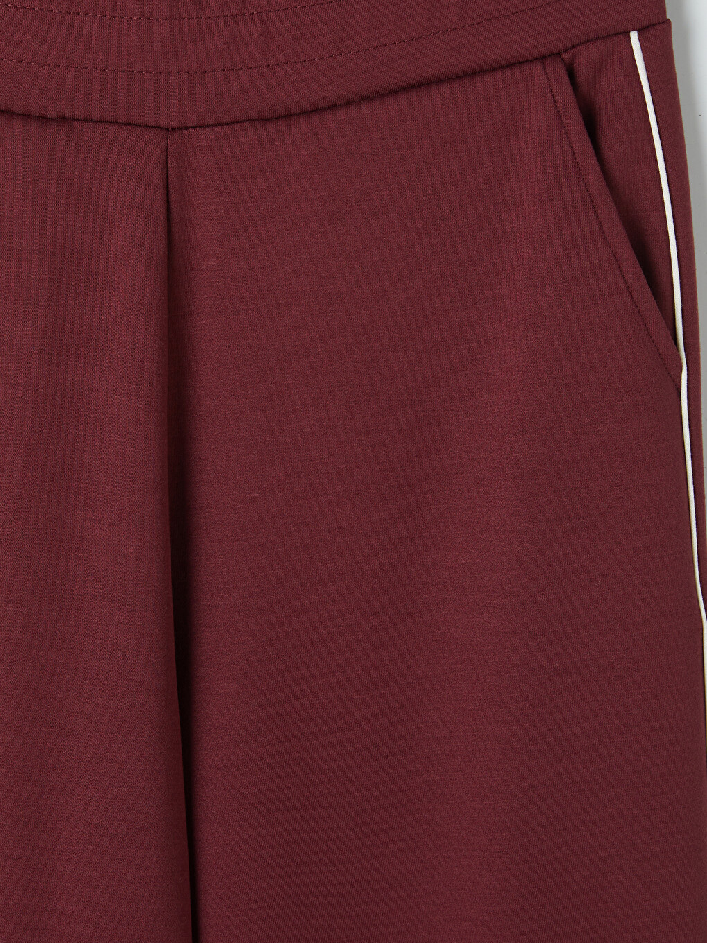 Bordo Şerit Detaylı Soft Touch Kadın Eşofman Altı-2