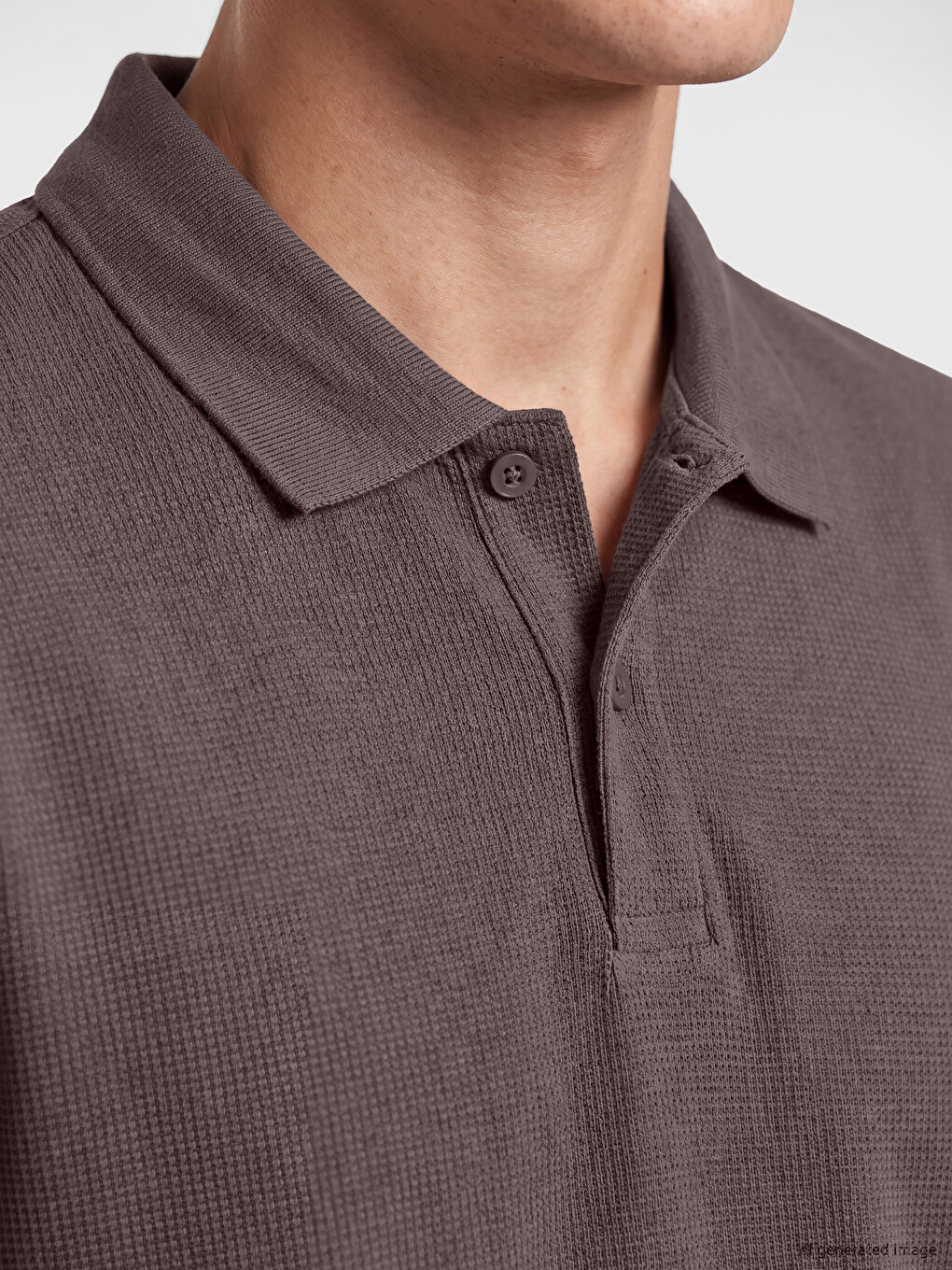 Mürdüm Polo Yaka Dokulu Erkek Tişört-2