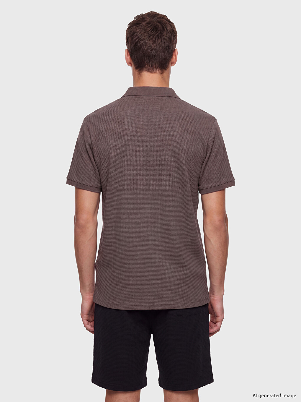 Mürdüm Polo Yaka Dokulu Erkek Tişört-3