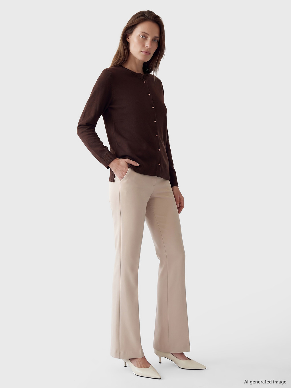 Cardigan Tricotat Brodat Cu Guler Rotund Pentru Femei-1