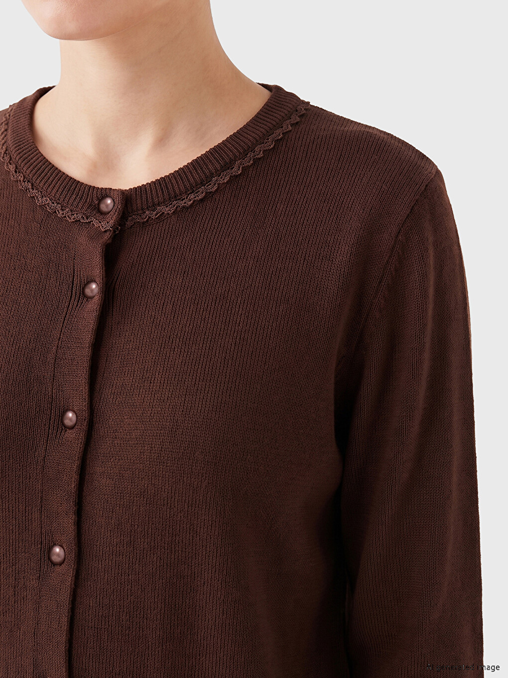 Cardigan Tricotat Brodat Cu Guler Rotund Pentru Femei-2