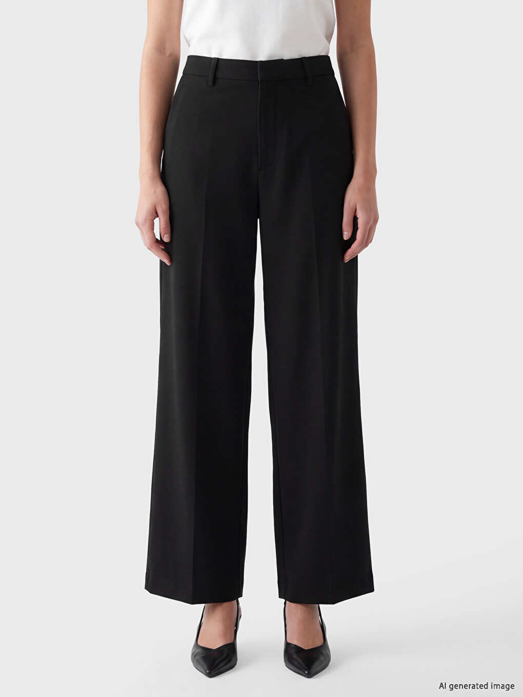 High Waist Wide Leg Women's Trousers-2