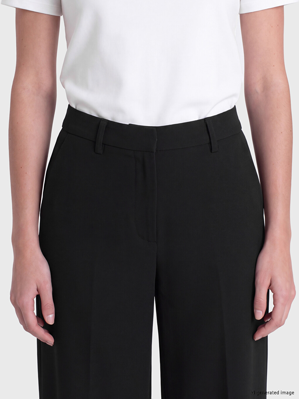 High Waist Wide Leg Women's Trousers-3