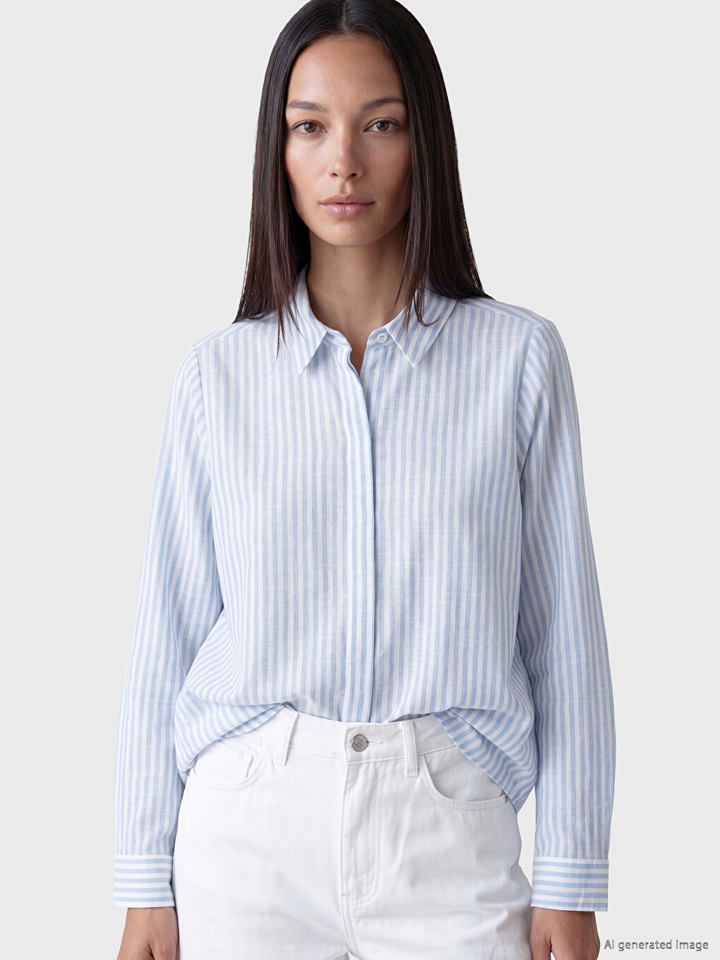 Striped Poplin Women's Shirt Tunic