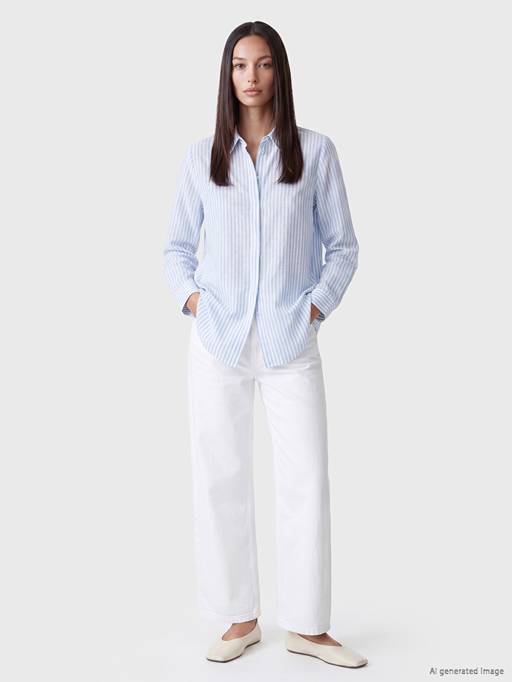 Striped Poplin Women's Shirt Tunic-1