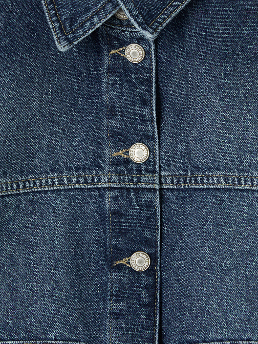 İndigo Gömlek Yaka Oversize Kadın Jean Ceket-5