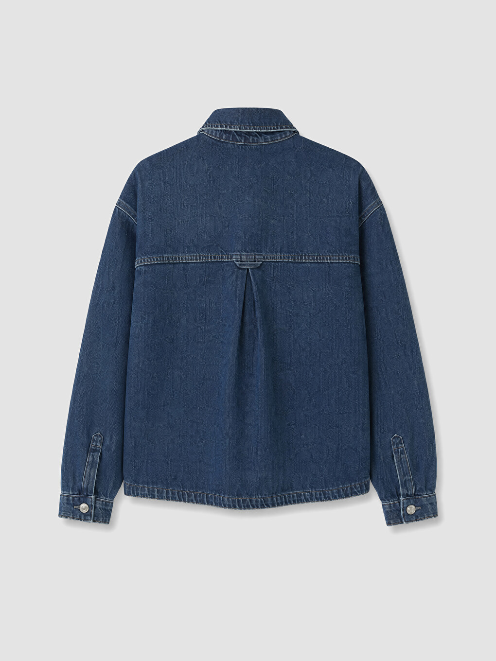 İndigo Gömlek Yaka Oversize Kadın Jean Ceket-6
