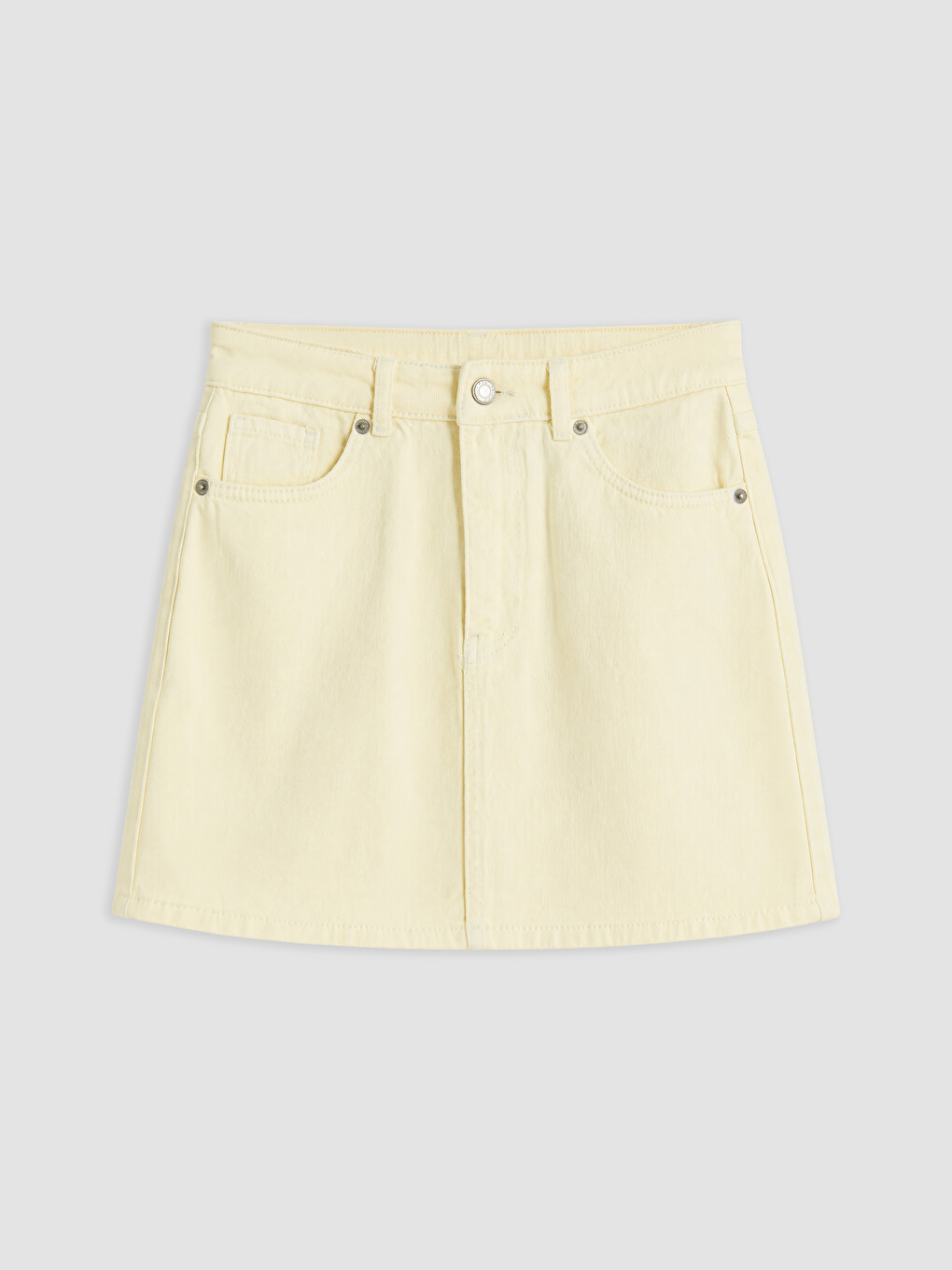 Sarı Regular Fit Mini Jean Etek