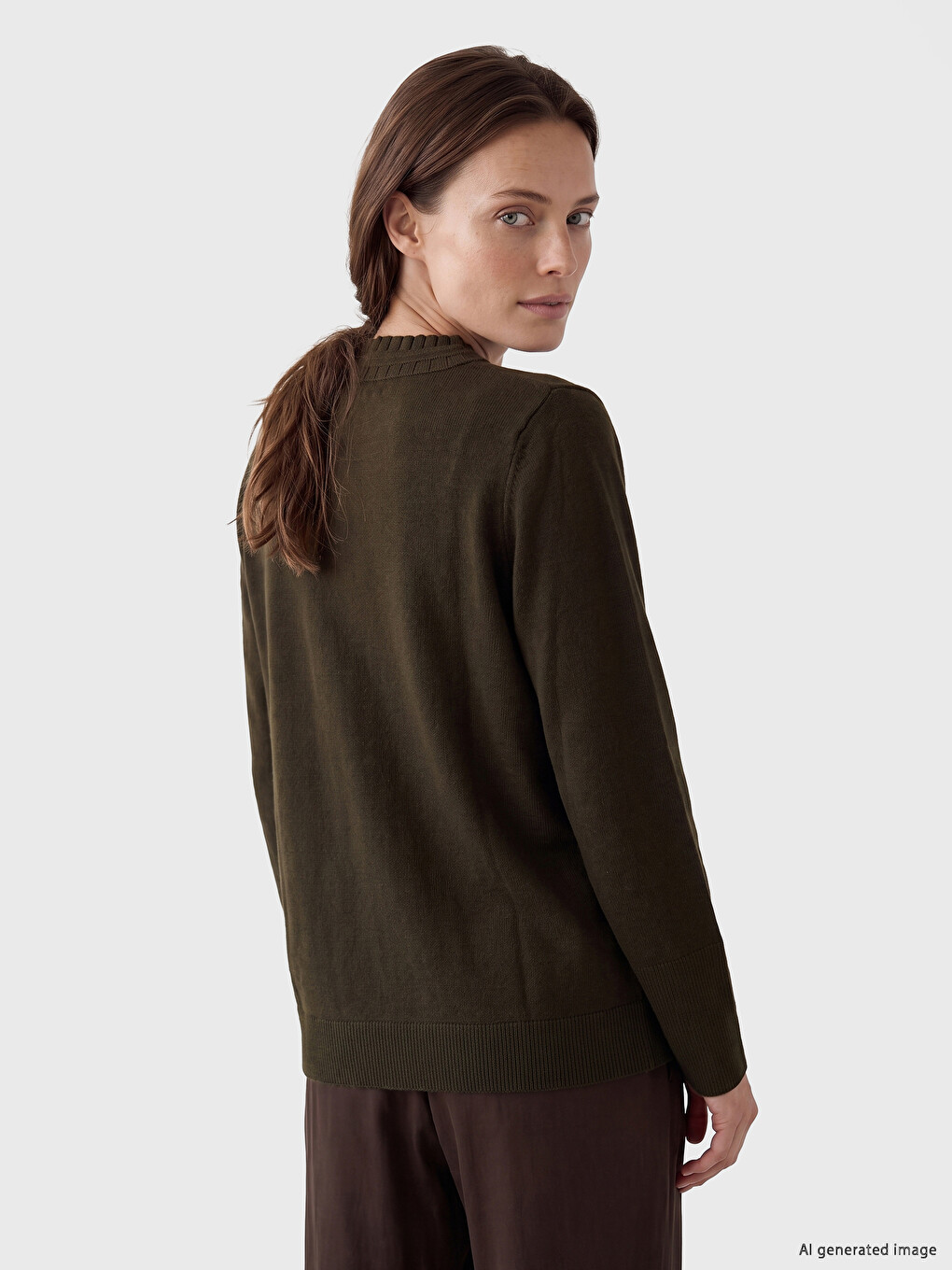 Collar Buckle Detailed Women's Knitwear Sweater-3