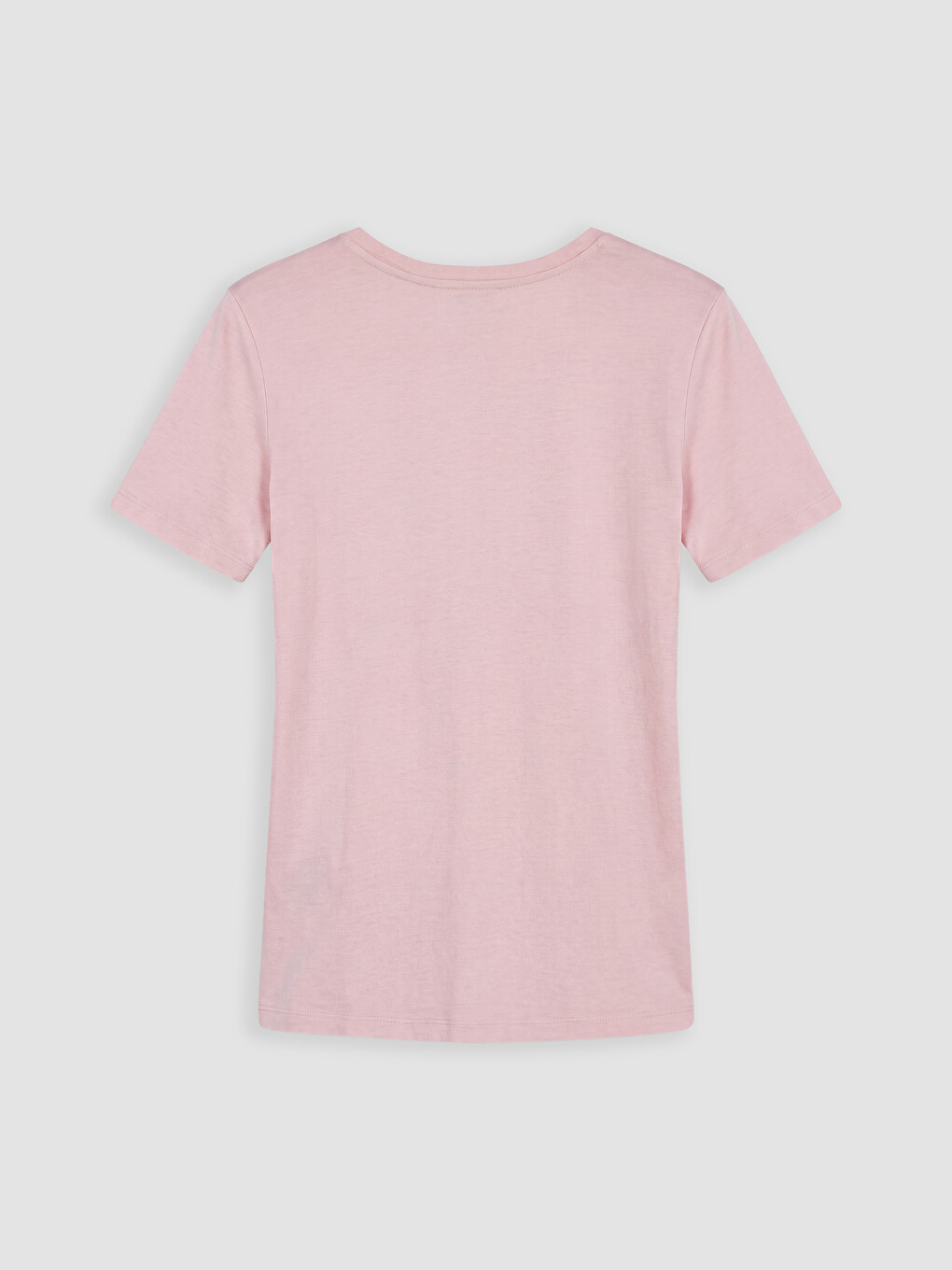 Pembe V Yaka Kadın Tişört-6