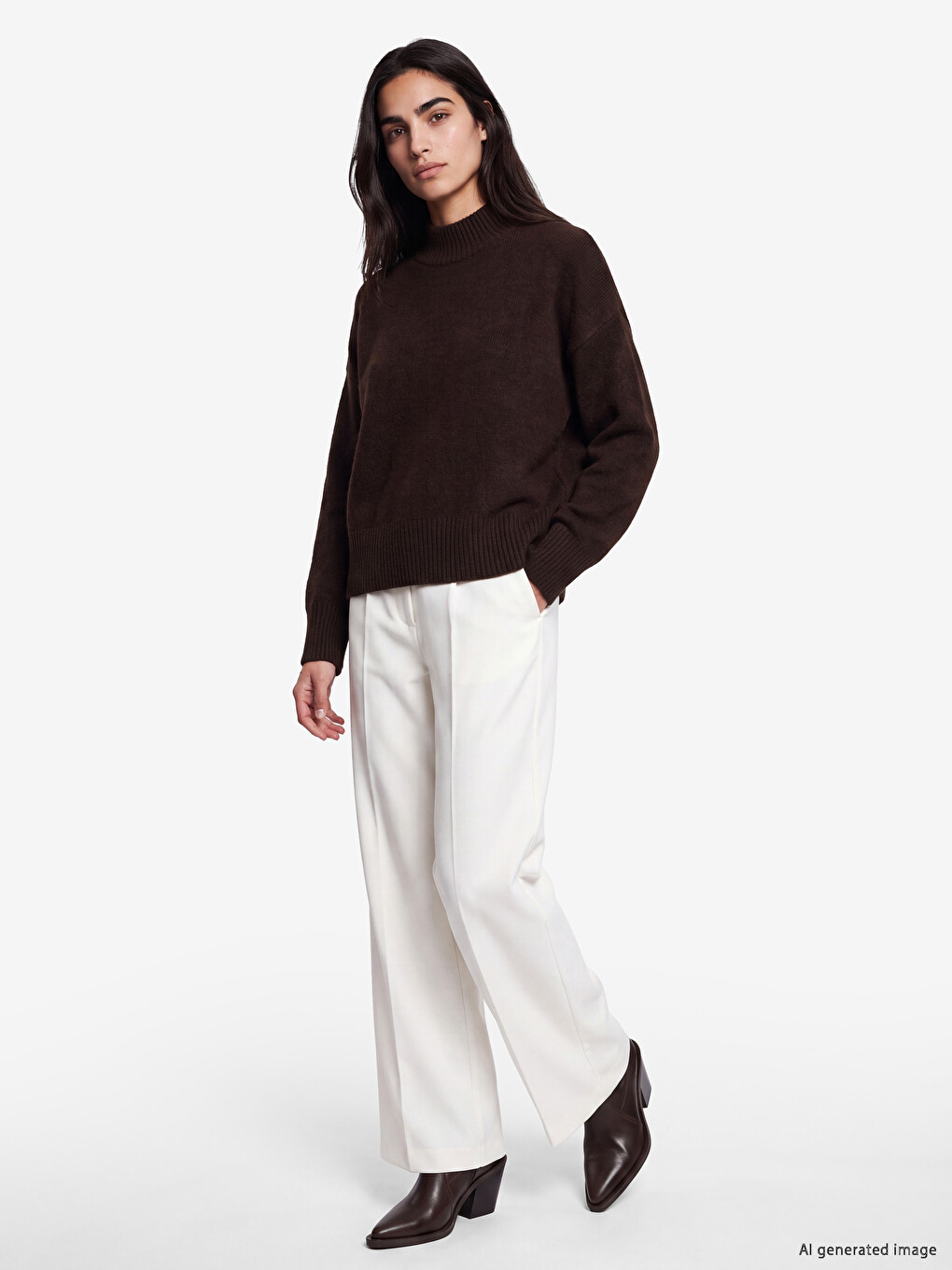 Mock Turtleneck Women's Knitwear Sweater-1