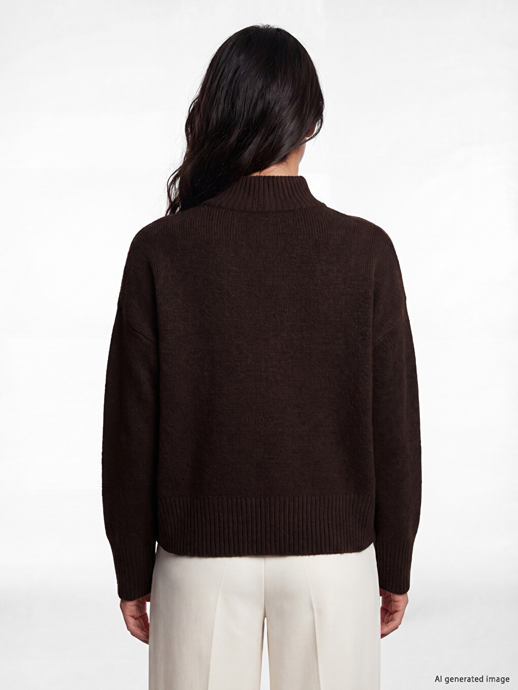 Mock Turtleneck Women's Knitwear Sweater-3