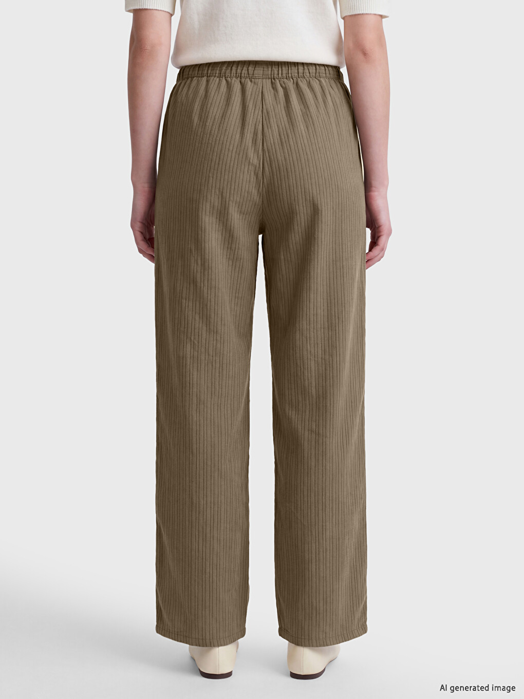 Haki Beli Lastikli Modal Karışımlı Kadın Pantolon-3