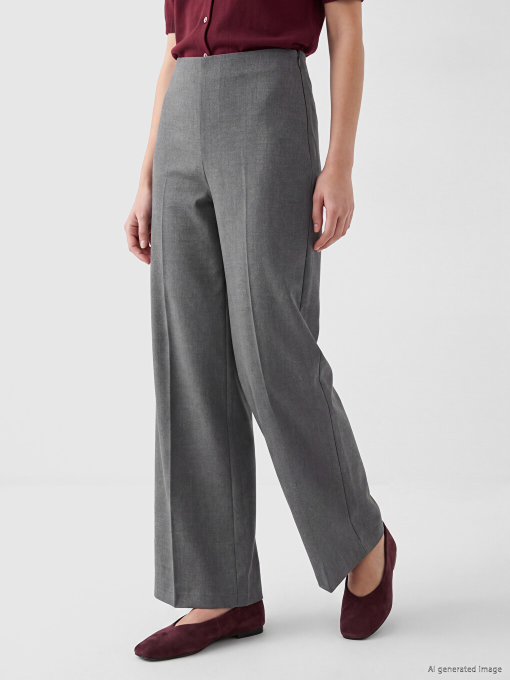 Woman Grey Tailored Trousers-1