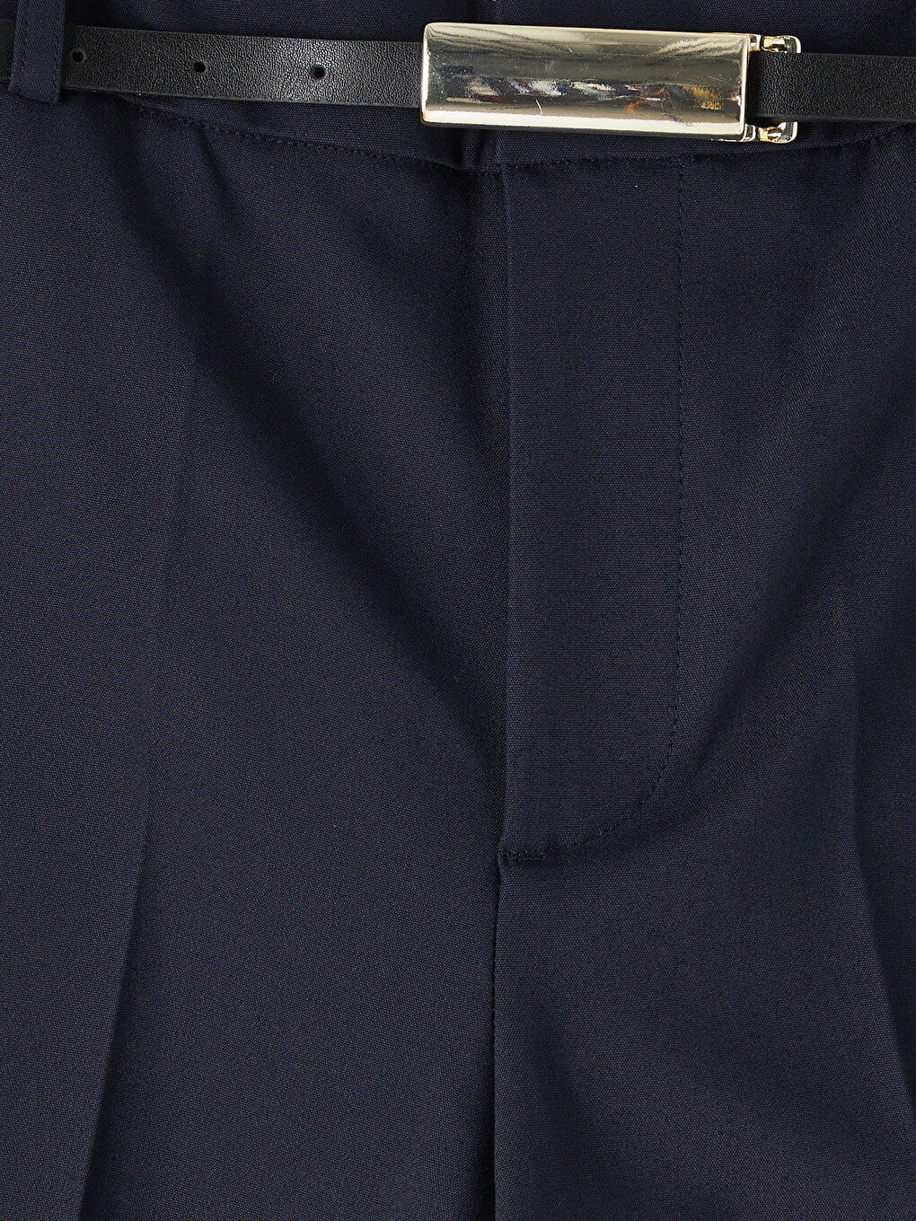 Lacivert Beli Kemerli Kadın Kumaş Pantolon-5