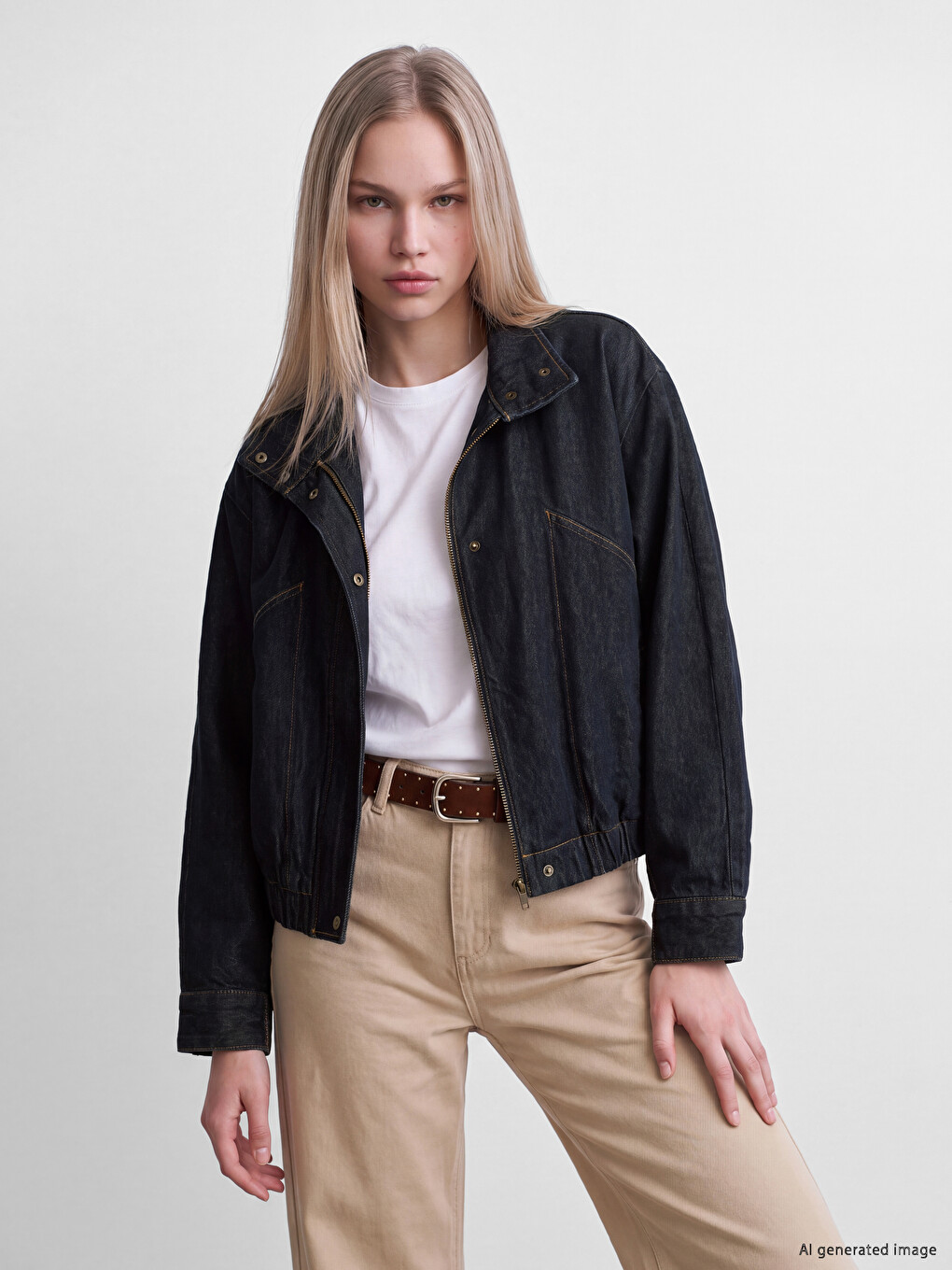 İndigo Oversize Kadın Jean Gömlek Ceket