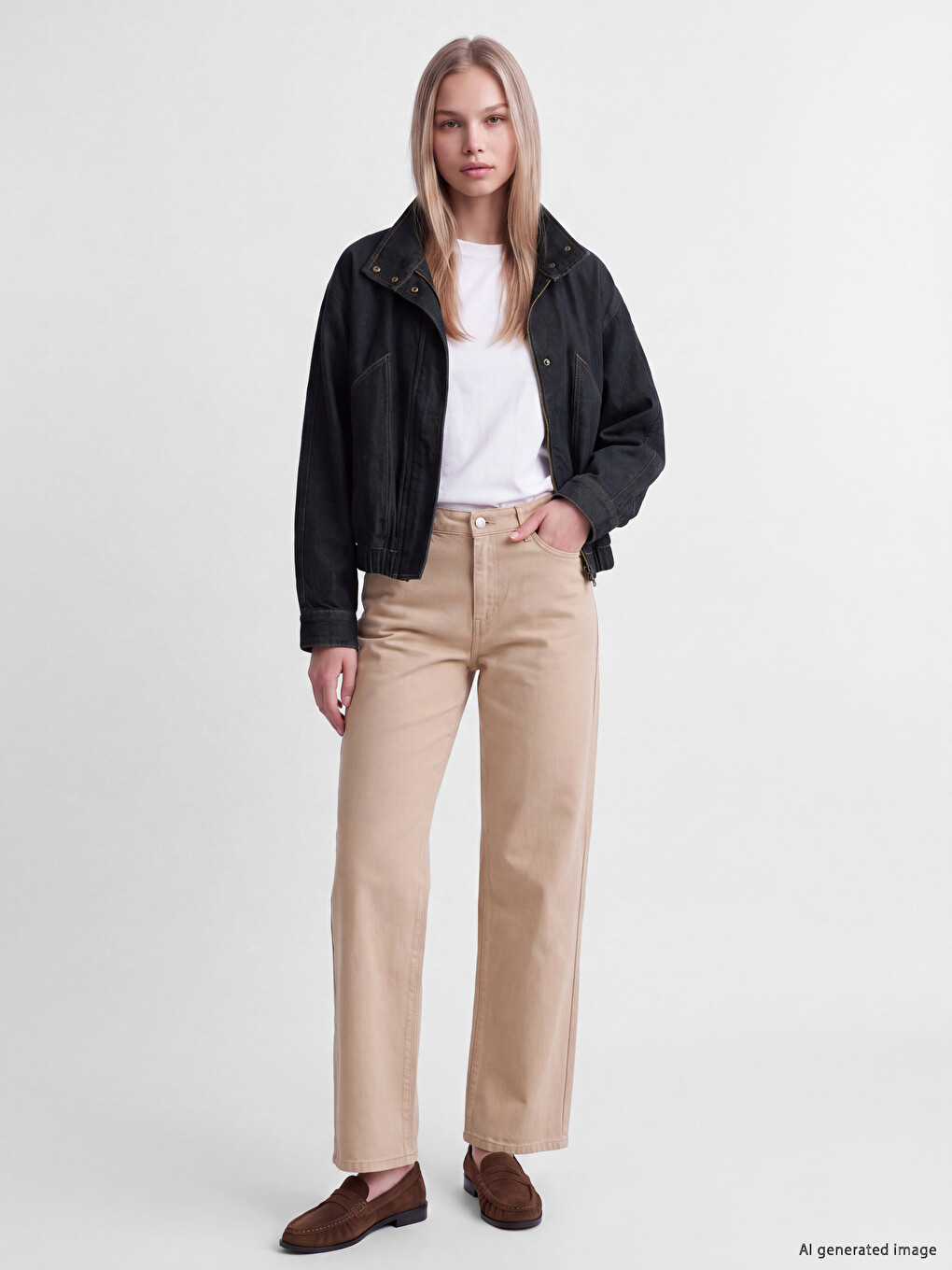 İndigo Oversize Kadın Jean Gömlek Ceket-1