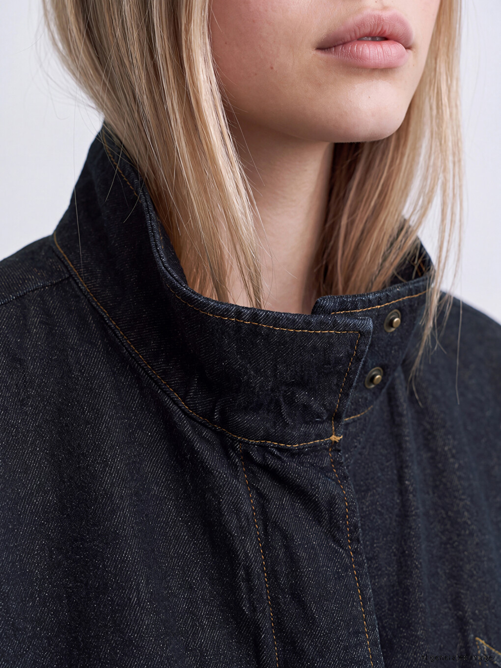 İndigo Oversize Kadın Jean Gömlek Ceket-2