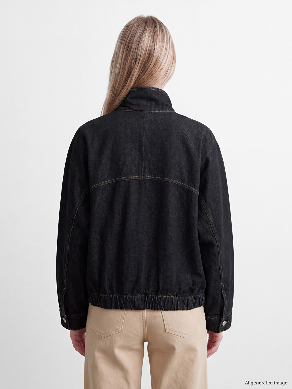 İndigo Oversize Kadın Jean Gömlek Ceket-3