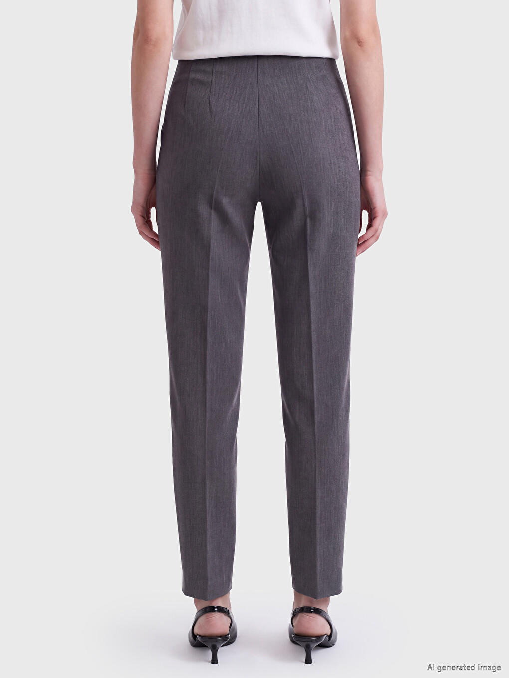 Slim Fit Women's Pleated Fabric Trousers-2