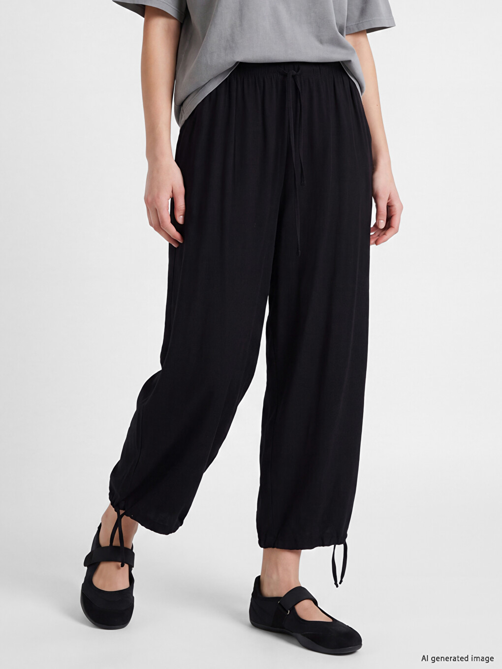 Elastic Waist Wide Leg Women's Trousers-1
