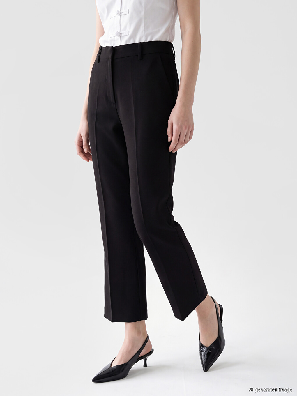 High Waist Women's Cigarette Trousers-1