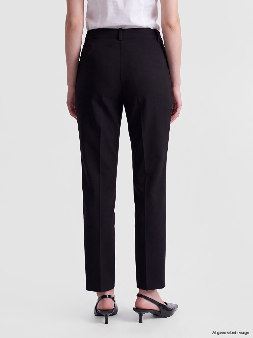 High Waist Women's Cigarette Trousers-3