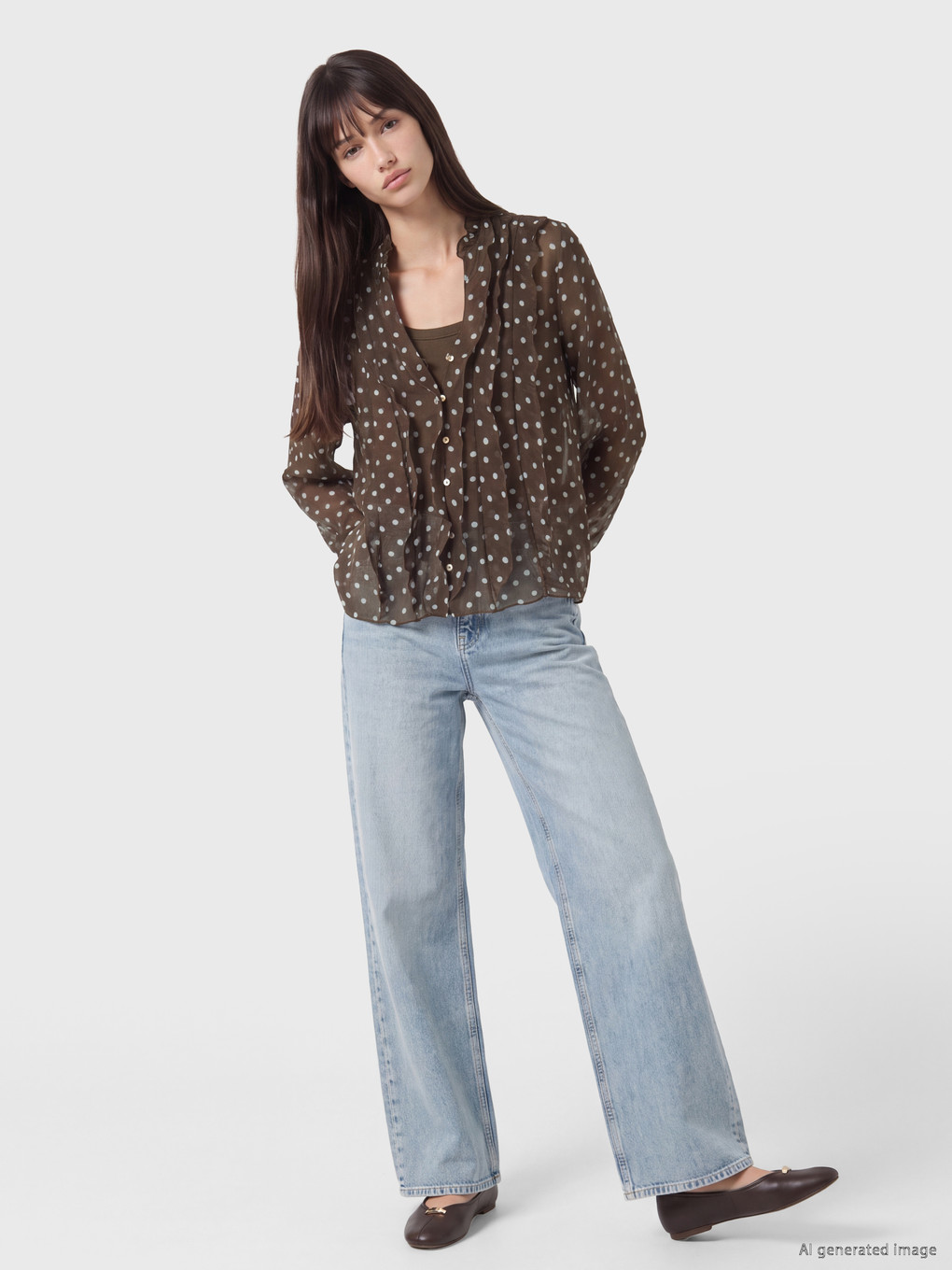 Polka Dot Chiffon Women's Shirt-1