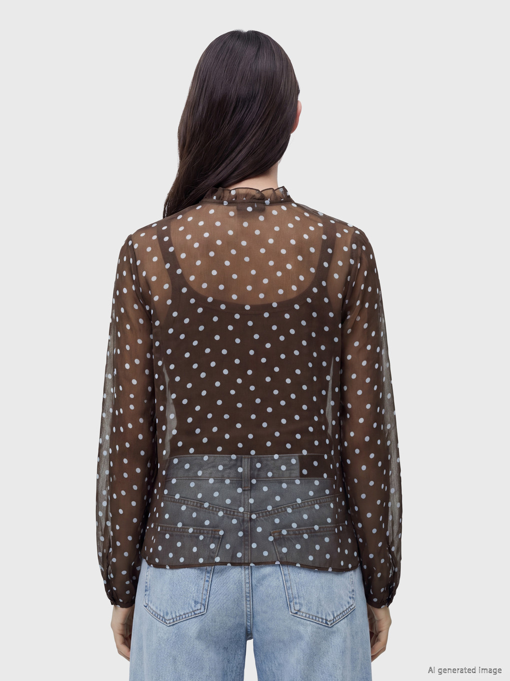 Polka Dot Chiffon Women's Shirt-3