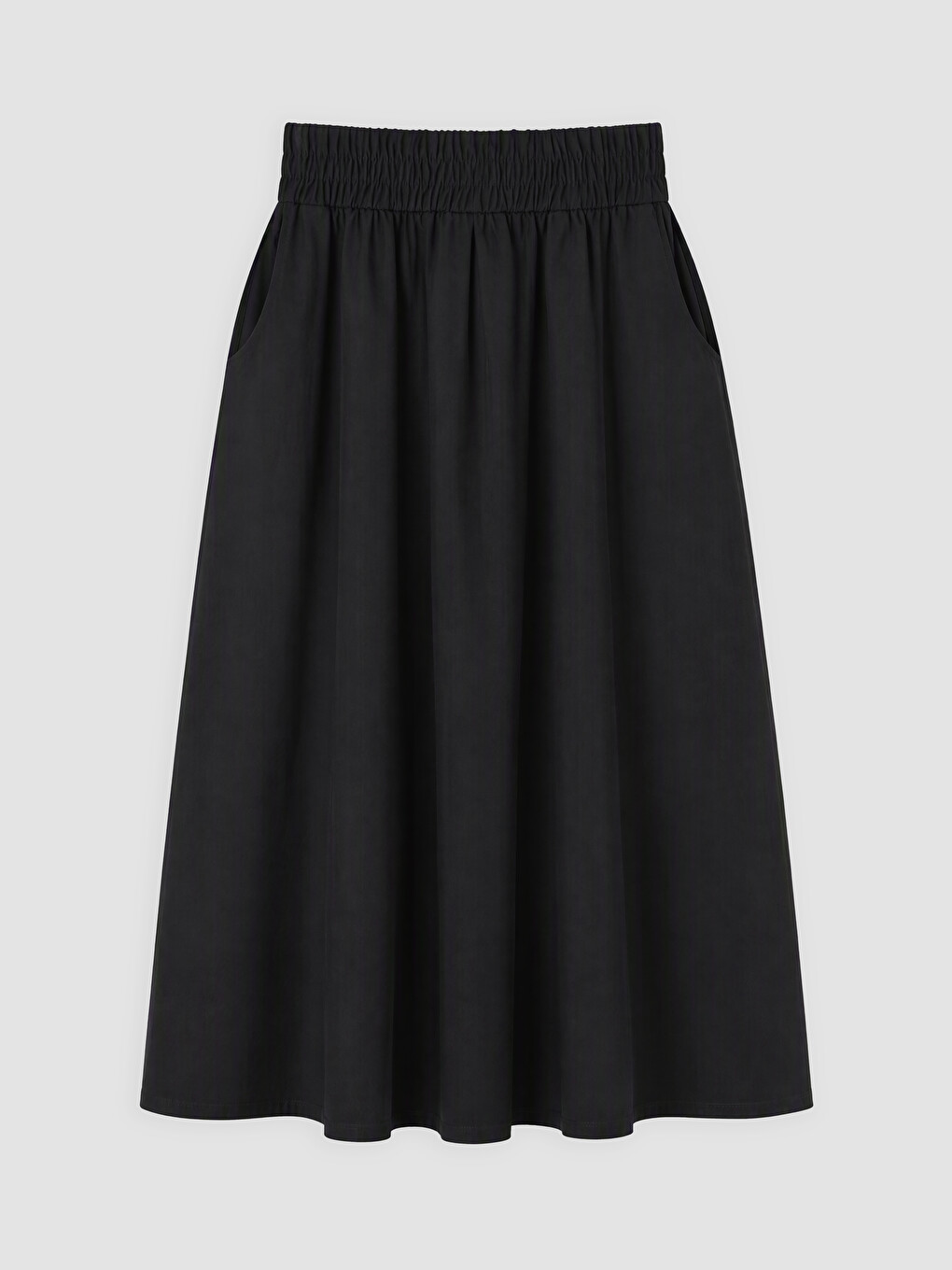 Elastic Waist Pocketed Flared Skirt