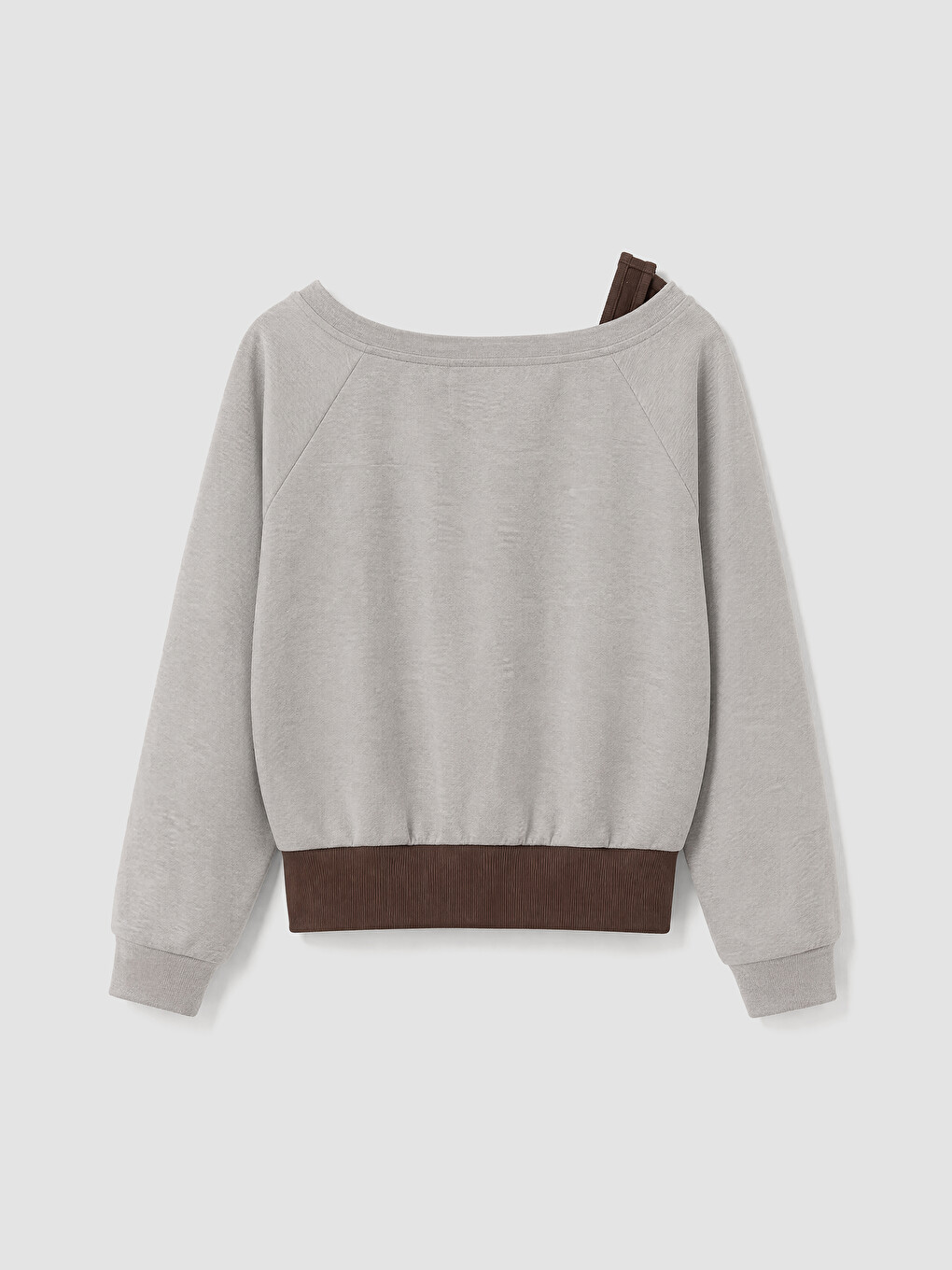 Gri Kayık Yaka Soft Touch Kadın Sweatshirt-2