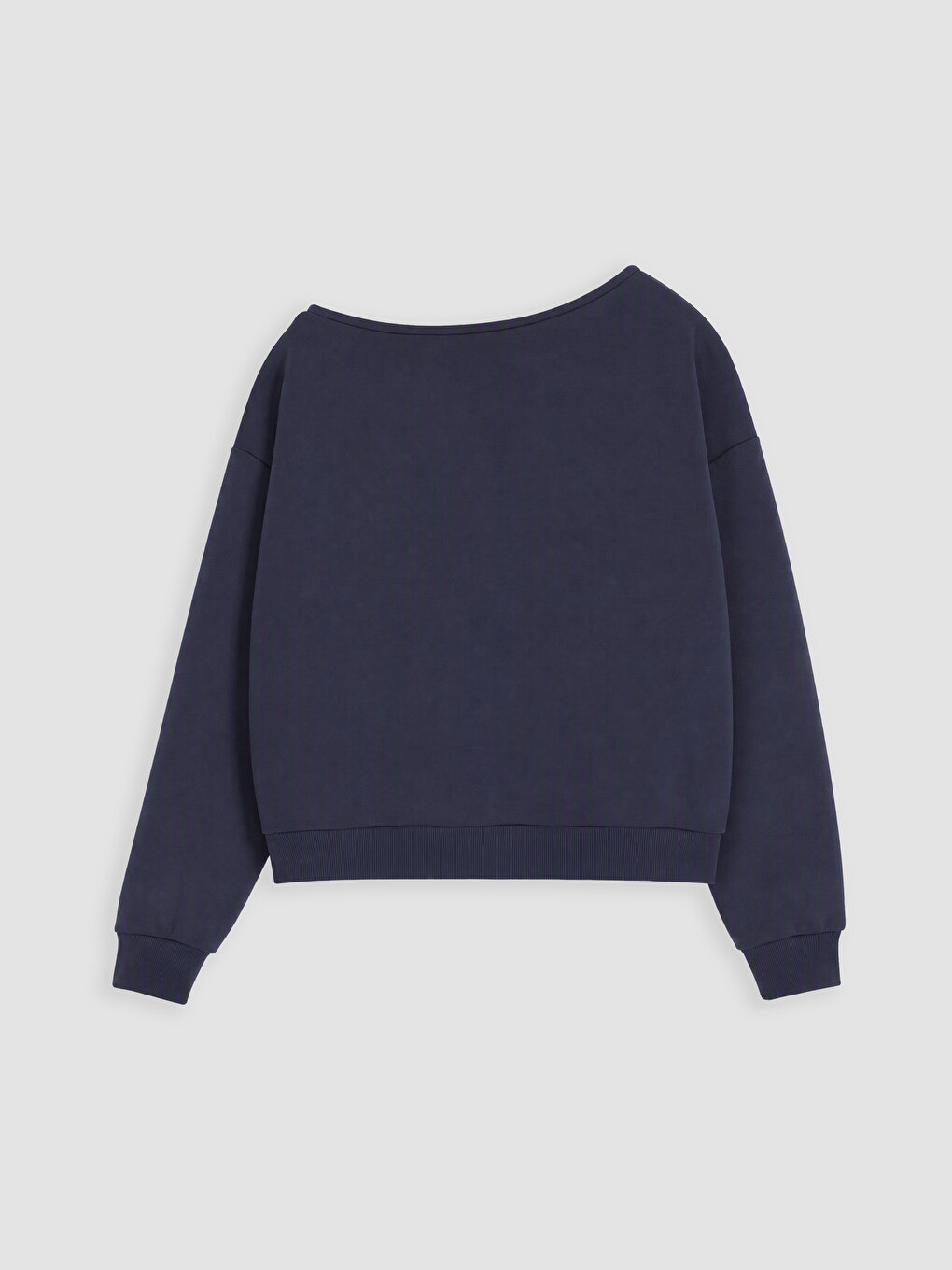 Antrasit Kayık Yaka Nakışlı Oversize Kadın Sweatshirt-6