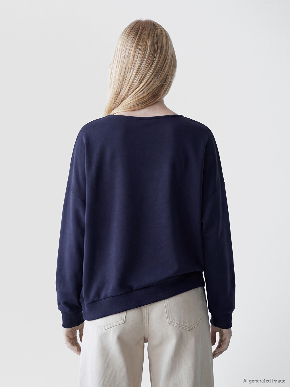 Antrasit Kayık Yaka Nakışlı Oversize Kadın Sweatshirt-3